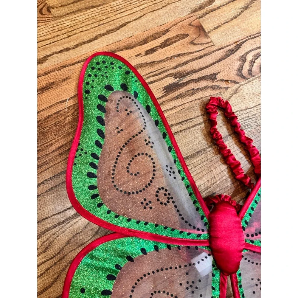 Gymboree Butterfly Fairy Wings Costume Red Green Glitter One Size Dress Up